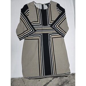 Ashley Stewart Dress Womens size 18 20 black beige print